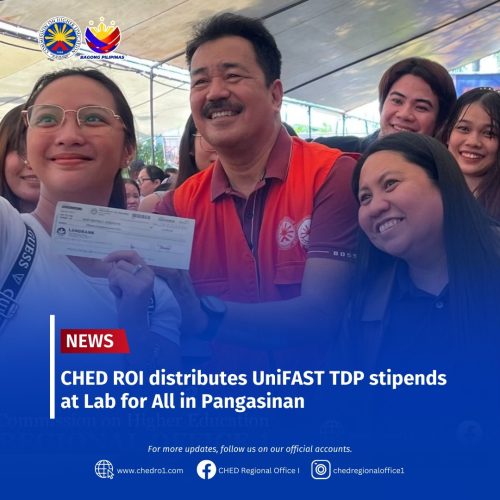 CHED RO1 distributes UniFAST TDP stipends at Lab for All in Pangasinan