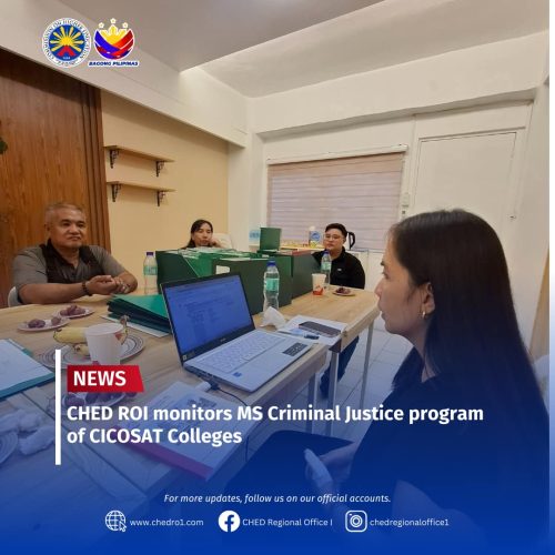 CHED ROI monitors MS Criminal Justice program of CICOSAT Colleges