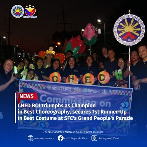 CHED RO1 triumphs as Champion in Best Choreography, secures 1st Runner-Up in Best Costume at SFC’s Grand Peoples Parade