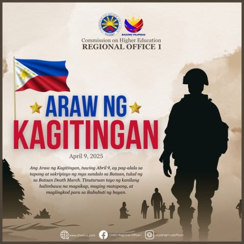 Kaisa ang Komisyon sa Mas Mataas na Edukasyon Rehiyon Uno sa paggunita ng ika-83 Araw ng Kagitingan (Day of Valor)