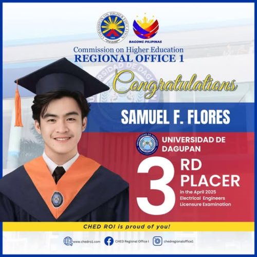 UDD ALUMNUS SECURES 3RD PLACE IN APRIL 2025 ELECTRICAL ENGINEERS LICENSURE EXAM
