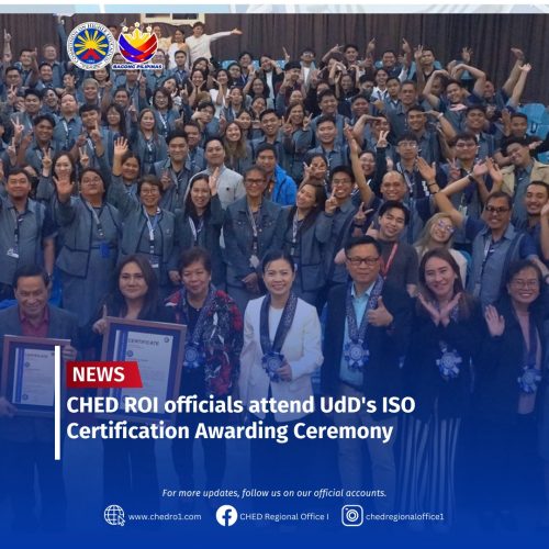 CHED RO1 officials attend UdD’s ISO Certification Awarding Ceremony